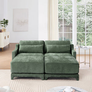 English Elm Two Chenille Sofa With Ottoman & Lumbar Pillows - Ergonomic, Stylish Design For Cozy Living Spaces W714S01215-GIGA