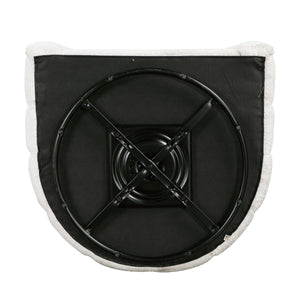 English Elm Modern Swivel Chair with Ottoman in Bouclé Fabric, Solid Wood Frame, Cozy Curved Design for Living Rooms White 32 L x 31 W x 31.25 H B011P281847