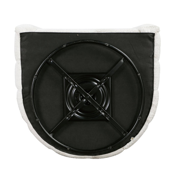 English Elm Modern Swivel Chair with Ottoman in Bouclé Fabric, Solid Wood Frame, Cozy Curved Design for Living Rooms White 32 L x 31 W x 31.25 H B011P281847