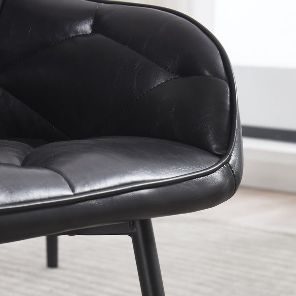 English Elm Dining Chairs Set Of 2 - Stylish Upholstered Faux Leather Armchairs For Comfort & Versatile Use W3112P262560