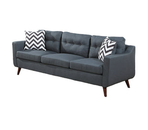 English Elm Modern 2-Piece Sofa Loveseat Set with Tufted Back Cushions, Geometric Throw Pillows & Tapered Legs Blue Gray 77 L x 31 W x 19 H B011S01306