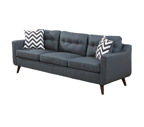 English Elm Modern 2-Piece Sofa Loveseat Set with Tufted Back Cushions, Geometric Throw Pillows & Tapered Legs Blue Gray 77 L x 31 W x 19 H B011S01306