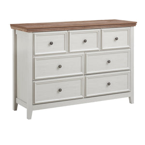 English Elm Modern 7 Drawers Cabinet with Smooth Glide Drawers, Metal Handles & Unique Feet—Slim Farmhouse Storage Tall Chest W2275P233489