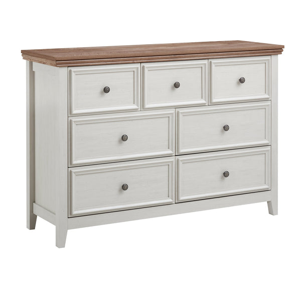 English Elm Modern 7 Drawers Cabinet with Smooth Glide Drawers, Metal Handles & Unique Feet—Slim Farmhouse Storage Tall Chest W2275P233489