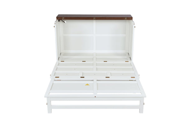 English Elm Murphy Cabinet Bed Full Pine Frame Built in Charging Station Drawer Studio Guest Room W504S00192