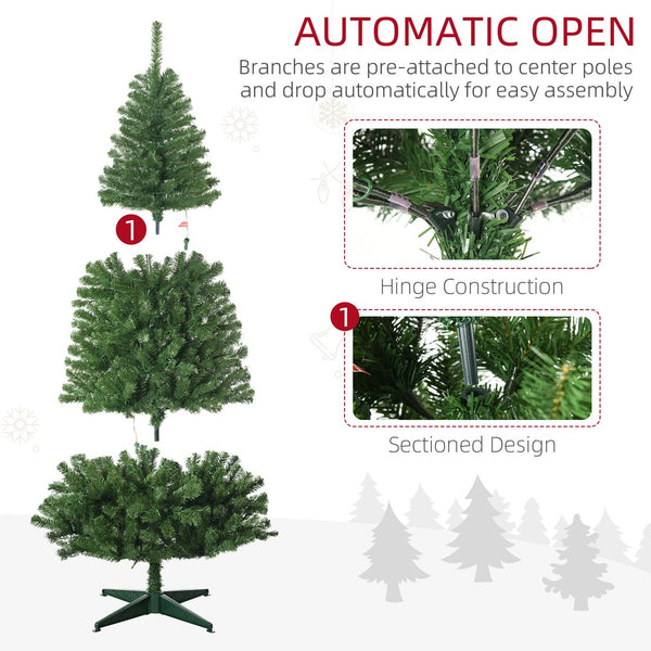 English Elm Homcom 6Ft Prelit Artificial Christmas Tree With 584 Branches & 212 Led Lights, Auto-Open Design W2225P249676
