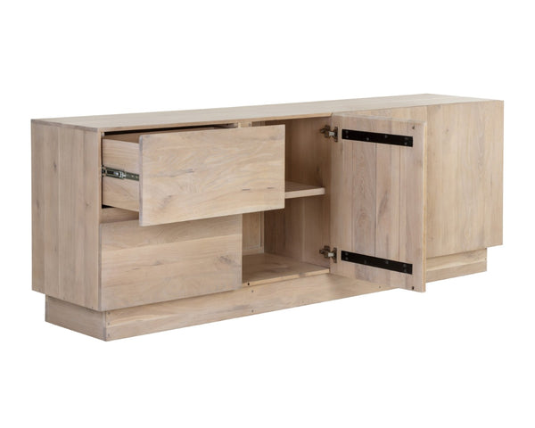 Sunpan ELINA Sideboard - Handcrafted Light Oak Storage Unit with Scandinavian Style and Unique Character 111026