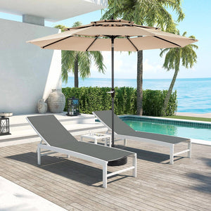 English Elm Aluminium 10ft 3-Tier Auto-Tilt Patio Umbrella with Crank, Ventilated 8-Rib Aluminum Frame Sunshade khaki W640P234555