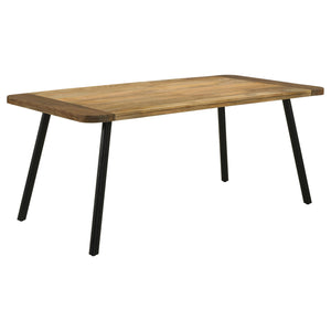 English Elm Governess Natural Mango Rectangular Dining Table with Two-Tone Sheesham Top & Black Splayed Legs — Rustic Mid-Century Charm B062P358312