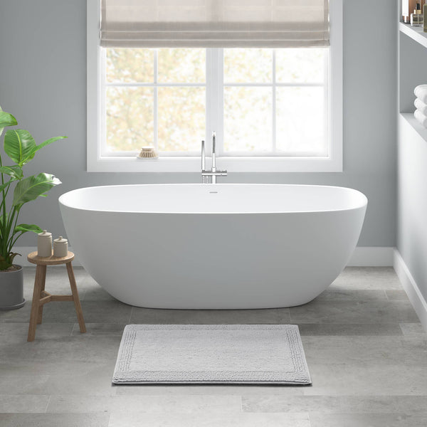 JLA Home Madison Park Signature - 100% Cotton Plush Tufted 3000 GSM Reversible Bath Rug - Spa-Soft, OEKO-TEX Certified, Machine Washable Grey MPS72-566