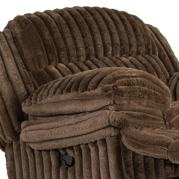 English Elm Living Chocolate Corduroy Glider Recliner Chair - Plush Manual Motion Rocker, Thick Padded Arms, Cozy Seat 46"x39"x41" B011P335401