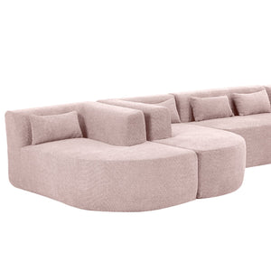 English Elm Upholstered Boucle Sofa with Lumbar Pillow Pocket Spring Seating for Living Room Pink N719P250551P
