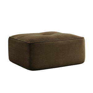 English Elm Ottoman Corduroy Upholstered Modular Accent Piece with High Resilience Foam and Curved Arms Brown W714P364709