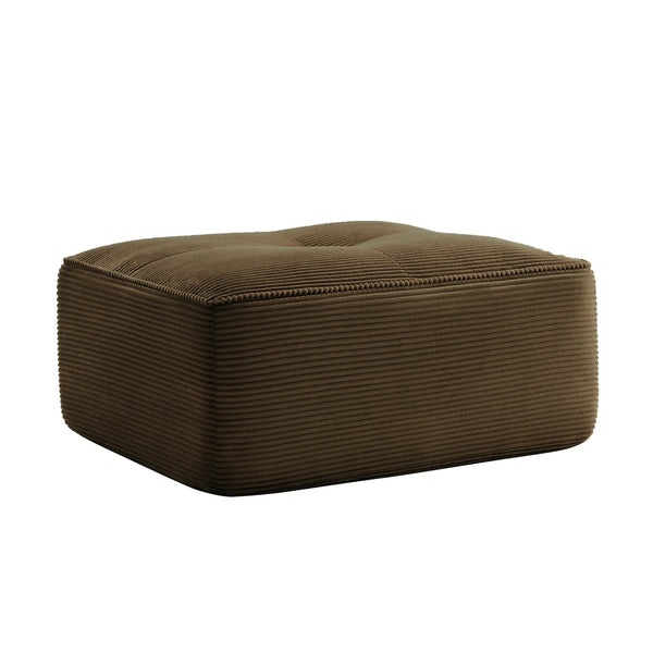 English Elm Ottoman Corduroy Upholstered Modular Accent Piece with High Resilience Foam and Curved Arms Brown W714P364709