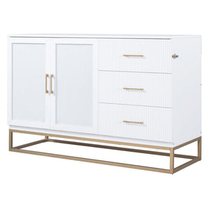 English Elm Murphy Queen Wall Bed with Frosted Glass Cabinet Facade Gold Legs Pine Frame White N820S00028K
