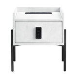 English Elm Vintage White and Black Nightstand With Usb