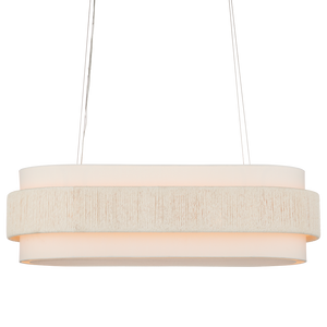 Monreale Oval Chandelier - Eco-Friendly Modern Design with White Shantung Shade & Adjustable Height