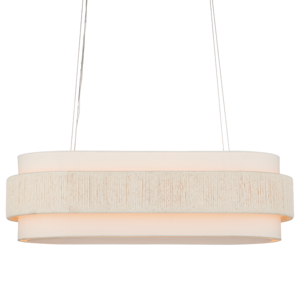 Monreale Oval Chandelier - Eco-Friendly Modern Design with White Shantung Shade & Adjustable Height