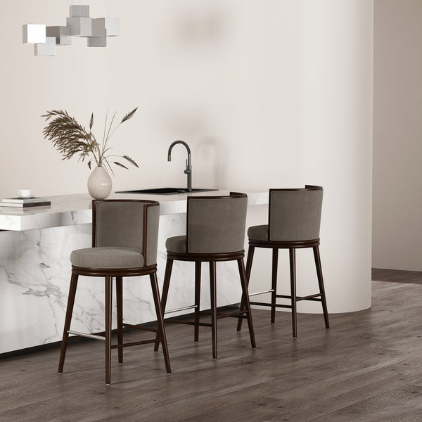 English Elm Evalyn Contemporary Textured Chenille Barstool With Durable Beech Wood Legs For Stylish Comfort B365P398061