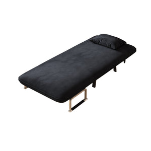 English Elm 31.5″ Convertible Chair Bed with Tri-Fold Design, Adjustable Backrest, Plush Pillow, Durable Frame for Home Comfort and Office Lounging Black W1767P220577