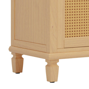 English Elm Christopher Knight Home® - 36" Rattan Bathroom Vanity with Ceramic Sink and Soft-Close Drawers, Handwoven Door Texture, Solid Wood Legs, Spacious Storage Elegance Natural N817P271077N