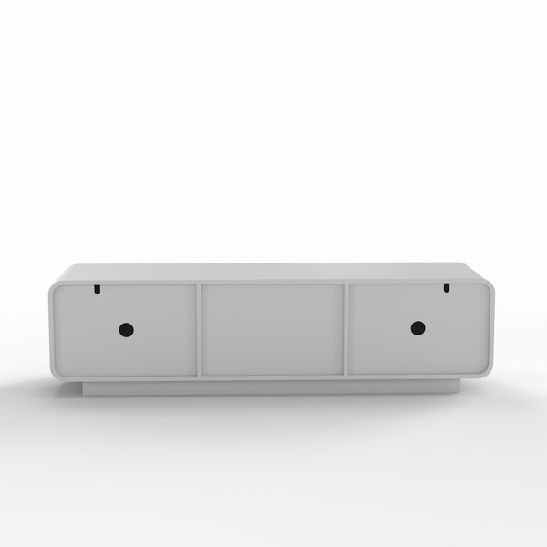 English Elm 58''tv Console Sculpted Spiral Wave Relief Walnut Mid-century Media Stand with Storage White W2263P412377