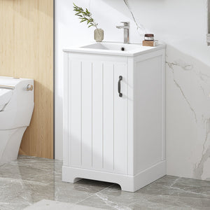 English Elm 20" Bathroom Vanity With Soft-Close Door, Ceramic Sink, Adjustable Shelves & Chic Storage Solutions N725P351852K