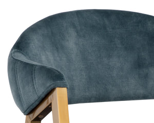 Sunpan Burgos Dining Armchair - Modern Curved Seatback with Gold Stainless Steel Frame for Stylish Dining Nono Petrol