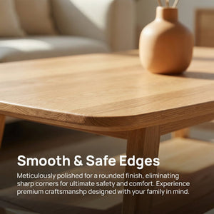 English Elm Mid Century Modern Solid Oak Two Tier Coffee Table with Open Shelf for Living Room Wood W3204P469106