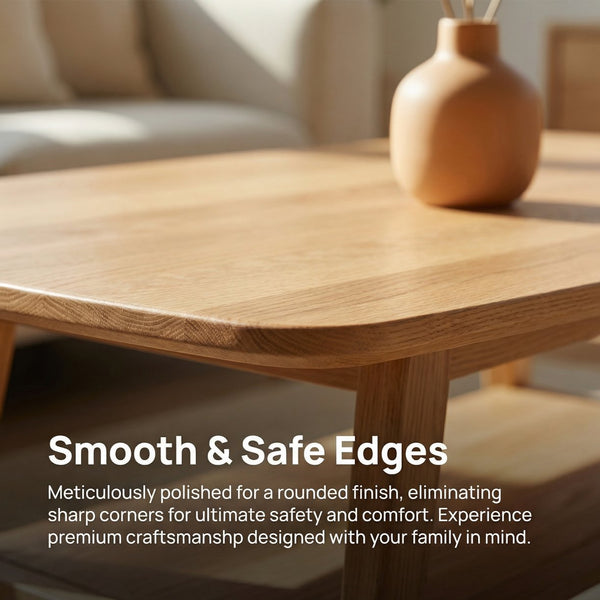 English Elm Mid Century Modern Solid Oak Two Tier Coffee Table with Open Shelf for Living Room Wood W3204P469106