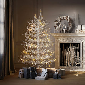 English Elm 4FT Aspen Fir Pre-Lit Artificial Christmas Tree with 280 Snow-Flocked Tips & 230 Warm White LEDs, Lightweight Hinged Frame for Home & Party Decor N704P326835A