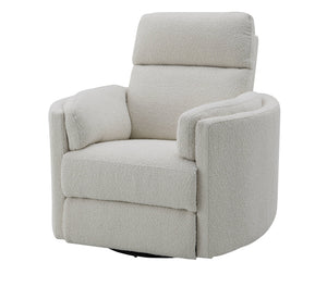 English Elm Sagen Beige Boucle Glider Recliner with Swivel and Pocket Coil Comfort, Compact 9" Wall Clearance B2726P241795