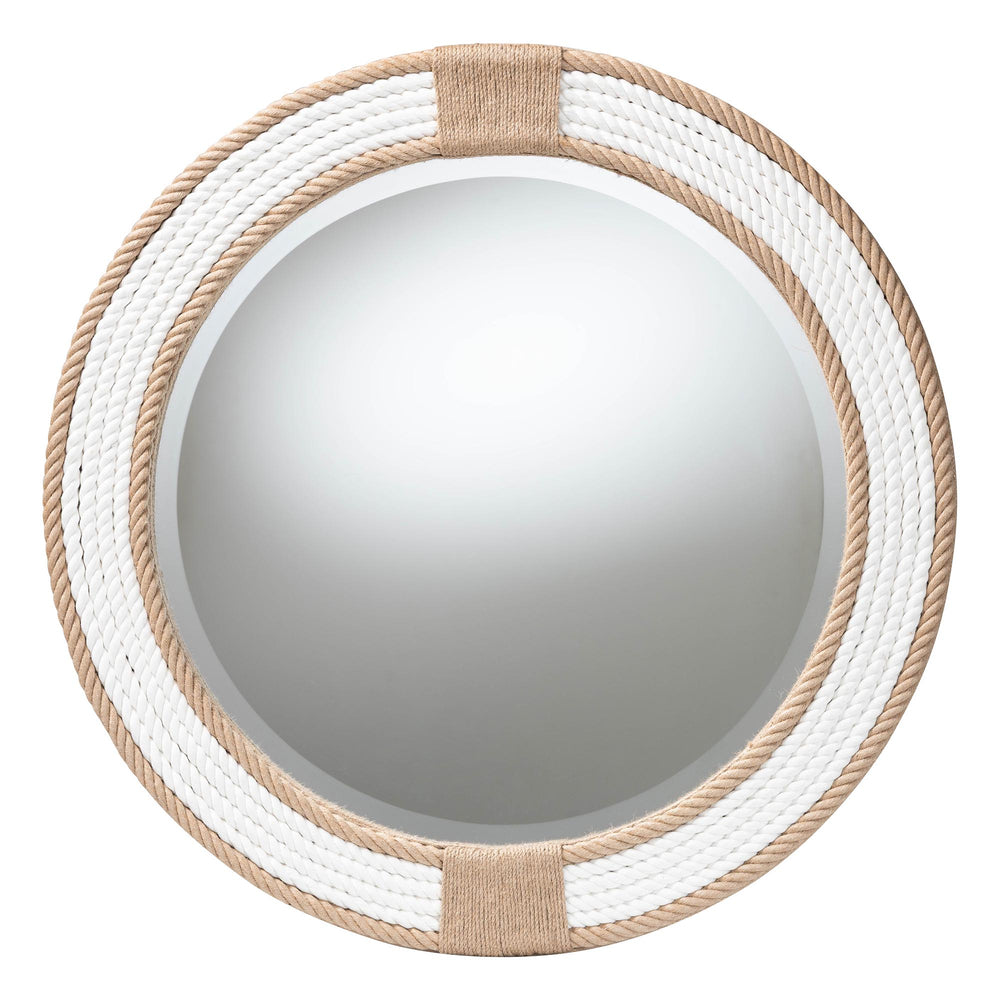 English Elm Round Braided Jute Rope Wall Mirror Natural Fiber Boho Coastal Accent Decor B2750P467833