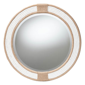 English Elm Round Braided Jute Rope Wall Mirror Natural Fiber Boho Coastal Accent Decor B2750P467833