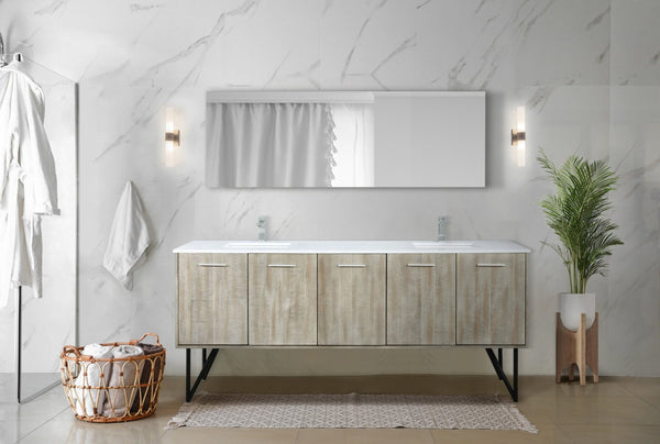 English Elm Rustic Acacia Double Bath Vanity With Cultured Marble Top, Chrome Faucet & Full-Width Mirror Set B2731S01789-GIGA