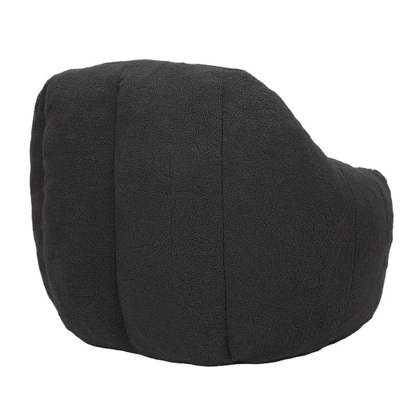 English Elm Bean Bag Chair Oversized Faux Fur Memory Foam Lounge Seat for Dorm or Living Room Dark Gray W2200P243727