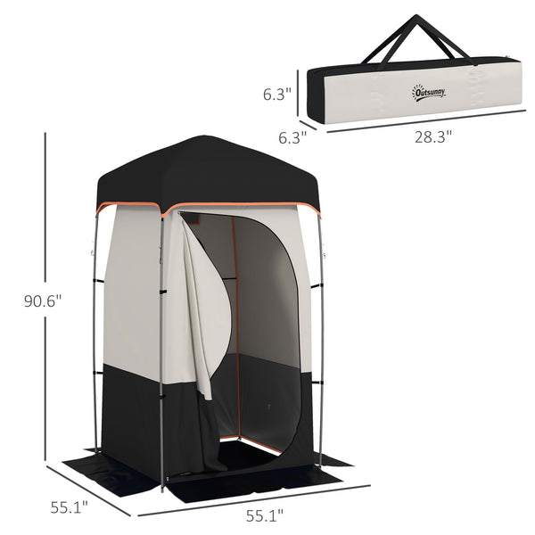 English Elm Outsunny Privacy Shower Tent for Camping with Solar Bag Rainfly and Carry Tube Black W2225P200368
