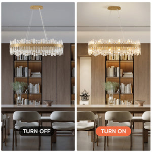 English Elm 36-Inch Modern Luxury Gold Crystal Chandelier with 24 Lights, Adjustable Height, Brass Frame, Elegant Centerpiece W2869P218651