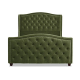 English Elm Marcella Upholstered Shelter Headboard Bed Set, Queen, Olive Green Performance Velvet