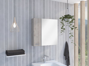 English Elm Kenya Medicine Cabinet with Mirror and Double Doors, 4 Interior Shelves for Organized Storage LIGHT GREY 28 L x 22 W x 5 H B128P148727