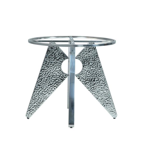 English Elm 53" Round Marble Dining Table With Silver Stainless Steel Base And Lazy Susan For 6 People, White W1535S00462