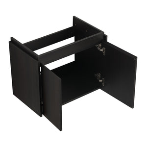 English Elm 24 Inch Bathroom Vanity Floating Ceramic Basin Sink Combo with Double-Door Wall-Mounted Storage Cabinet Durable Engineered Wood Modern Design Black W1972P190342