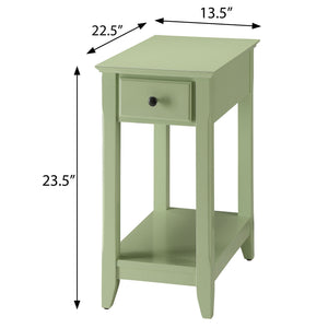 English Elm Light Green Mid-Century Accent Table with Drawer & Shelf, Compact Storage for Small Spaces, Stylish Stability B062P185682