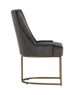 Sunpan Florence Dining Chair Set of 2 - Elegant Fabric, Rustic Bronze Frame, Diamond Stitched Back Design Piccolo Pebble