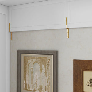 English Elm Queen Murphy Wall Bed with Integrated Desk Gas Strut Lift White Cabinet for Small Spaces W504S00271