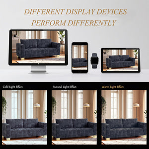 English Elm FX-P54-BK Plush Chenille Sofa with Metallic Legs, Subtle Glamour, Durable Velvet Feel for Living Room Black W576S00169