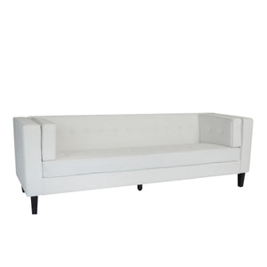 English Elm Christopher Knight Home® - 3-Seater Elegant Tufted Velvet Sofa with Solid Eucalyptus Frame, High-Density Foam Cushions and Dark Wood Legs Ivory N765P165541
