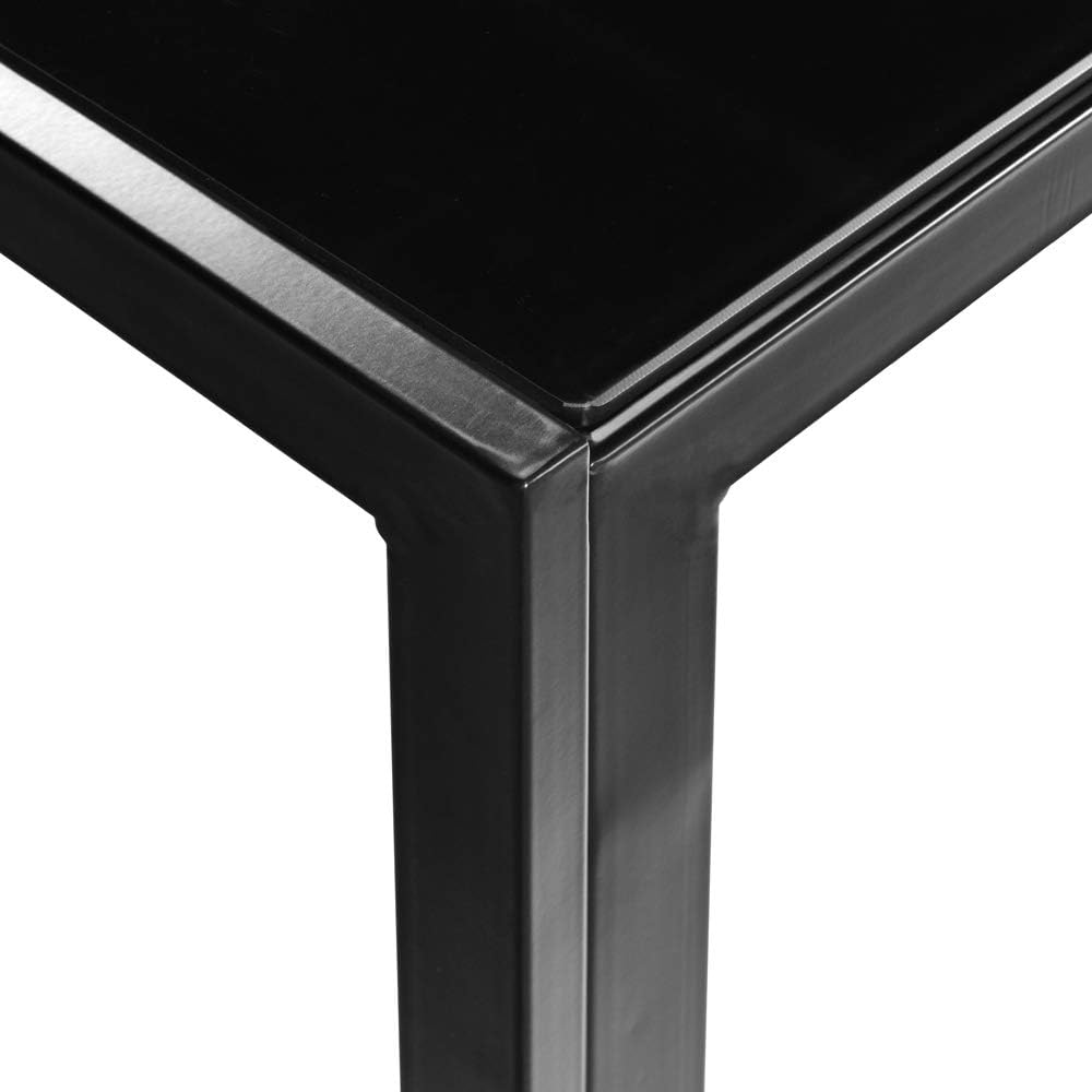 English Elm DINING Glass Top Black Metal Dining Table for 4 - Modern Rectangular 47" x 27.5" Durable Steel Frame W515P248106