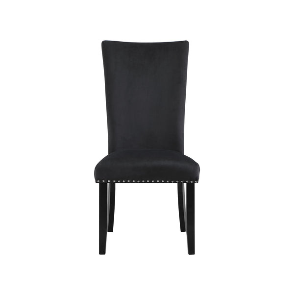 English Elm JHOANNA Plush Black Velvet Dining Chairs Set of 2 — Solid Wood Frame, Nailhead Trim, Transitional Elegance B201P226123