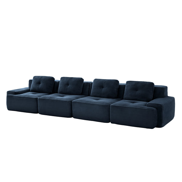 English Elm 153" Modern Modular Sectional Sofa – Plush Corduroy 4-Seater Couch With No Assembly, Anti-Slip Design W714S01498